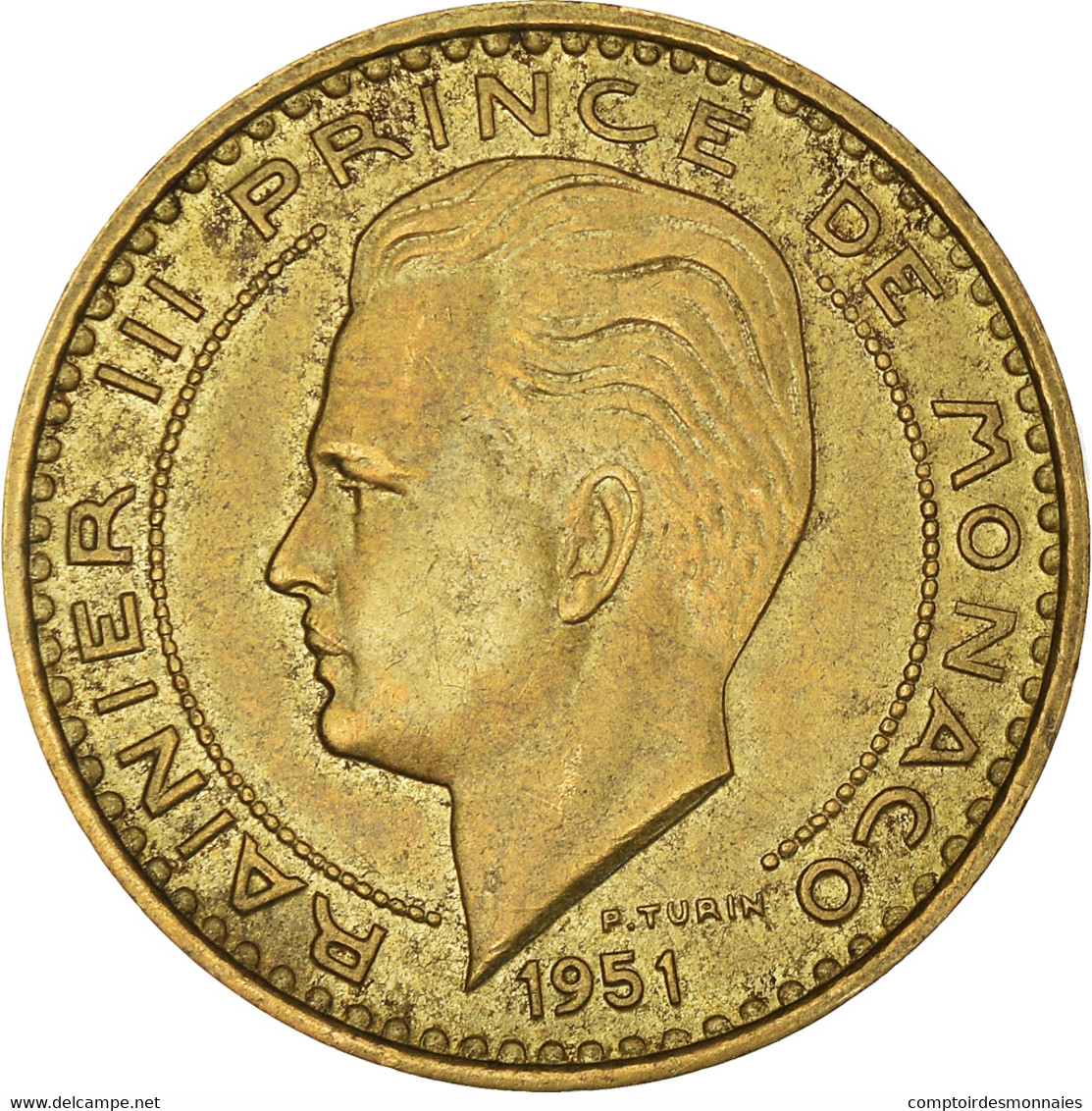 Monnaie, Monaco, Rainier III, 20 Francs, Vingt, 1951, TTB+, Bronze-Aluminium - 1949-1956 Old Francs