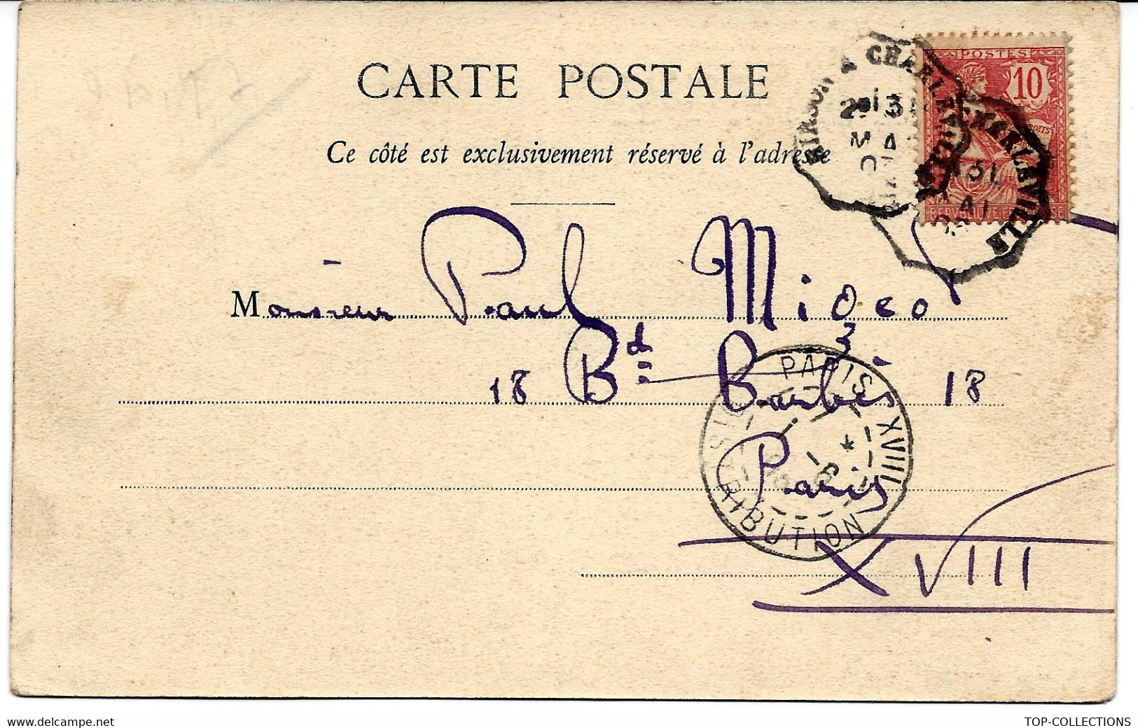 CARTE POSTALE ECRITE Avec DOUBLE CONVOYEUR HIRSON A CHARLEVILLE VOIR SCANS - 1877-1920: Semi Modern Period