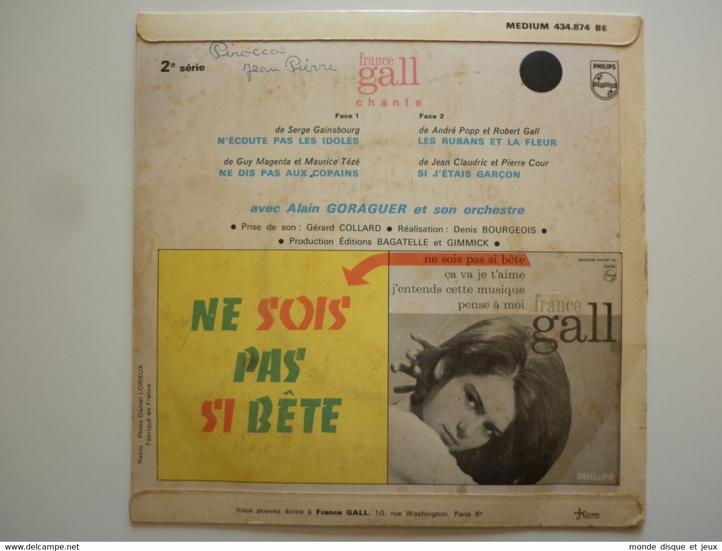 France Gall 45Tours EP Vinyle N'écoute Pas Les Idoles / Ne Dis Pas Aux Copains 2ème Pochette - 45 T - Maxi-Single