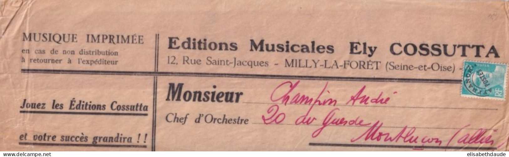 GANDON 8F PREOBLITERE ! IMPRIME SOUS BANDE GF PARTITIONS DE MUSIQUE ! EDITIONS COSSUTTA à MILLY-LA-FORET (SEINE ET OISE) - 1945-54 Marianne De Gandon