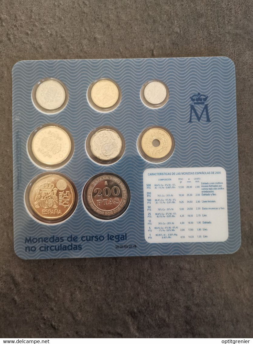 COFFRET PESETAS ESPAGNE 2000 UNC  / SET SPAIN COINS / ESPANA - Other & Unclassified