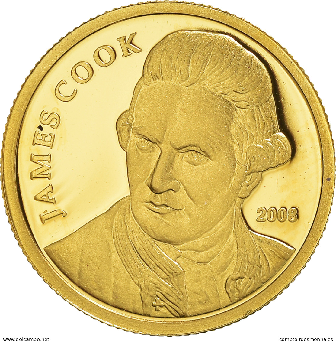 Monnaie, Îles Cook, Elizabeth II, James Cook, 10 Dollars, 2008, 1/25 Once, FDC - Cook