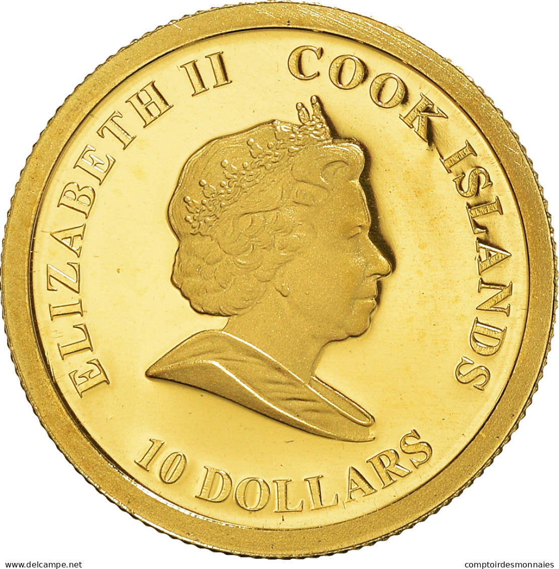 Monnaie, Îles Cook, Elizabeth II, 10 Dollars, 2009, 1/25 Once, FDC, Or, KM:1332 - Cookinseln