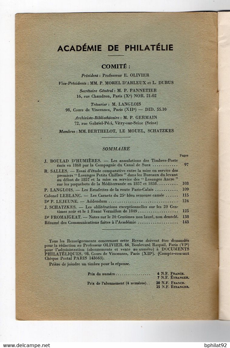 !!! REVUE DE L'ACADEMIE DE PHILATELIE : DOCUMENTS PHILATELIQUES N°3 - Philatélie Et Histoire Postale