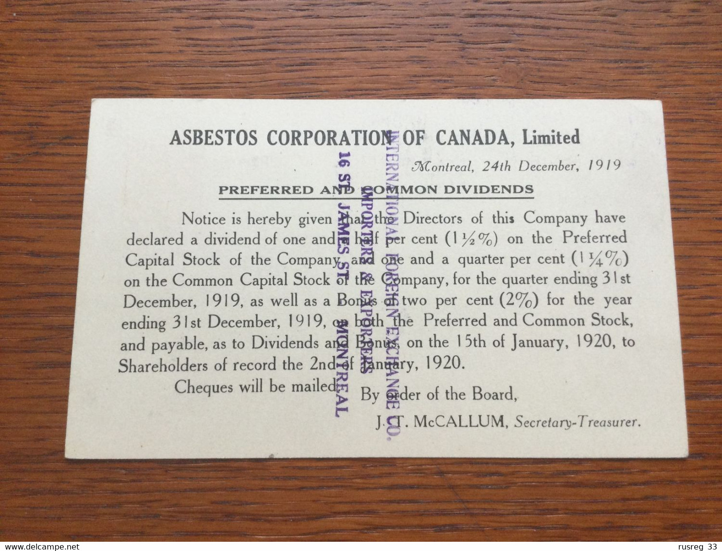 GÄ26246 Canada Ganzsache Stationery Entier Postal Preprinted Psc From Montreal To Milwaukee USA Capital Stock Börse - 1903-1954 Könige