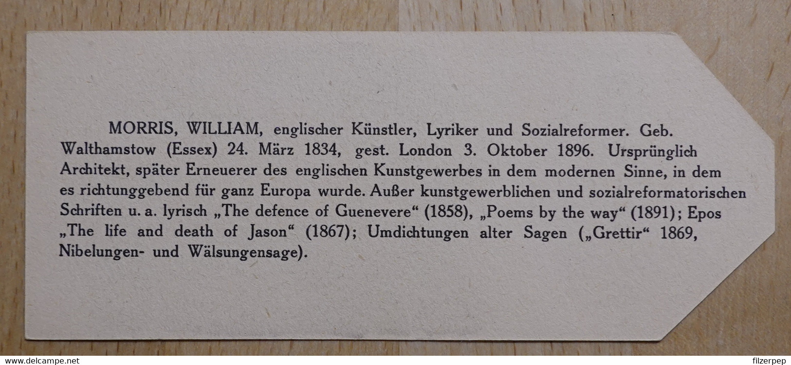 William Morris Künstler Walthamstow Essex London - 745 - Olleschau Lesezeichen Bookmark Signet Marque Page Portrait - Marque-Pages