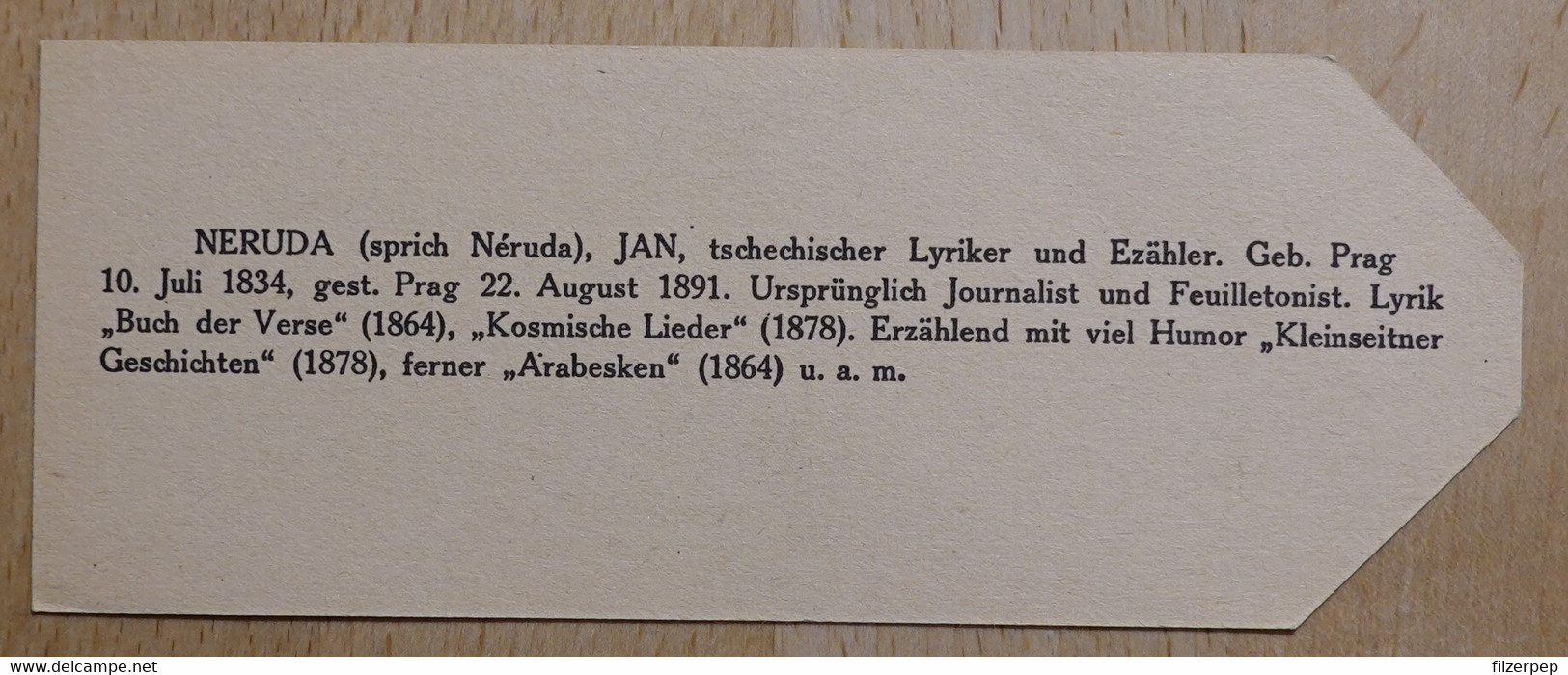 Jan Neruda Lyriker Prag - 749 - Olleschau Lesezeichen Bookmark Signet Marque Page Portrait - Marque-Pages