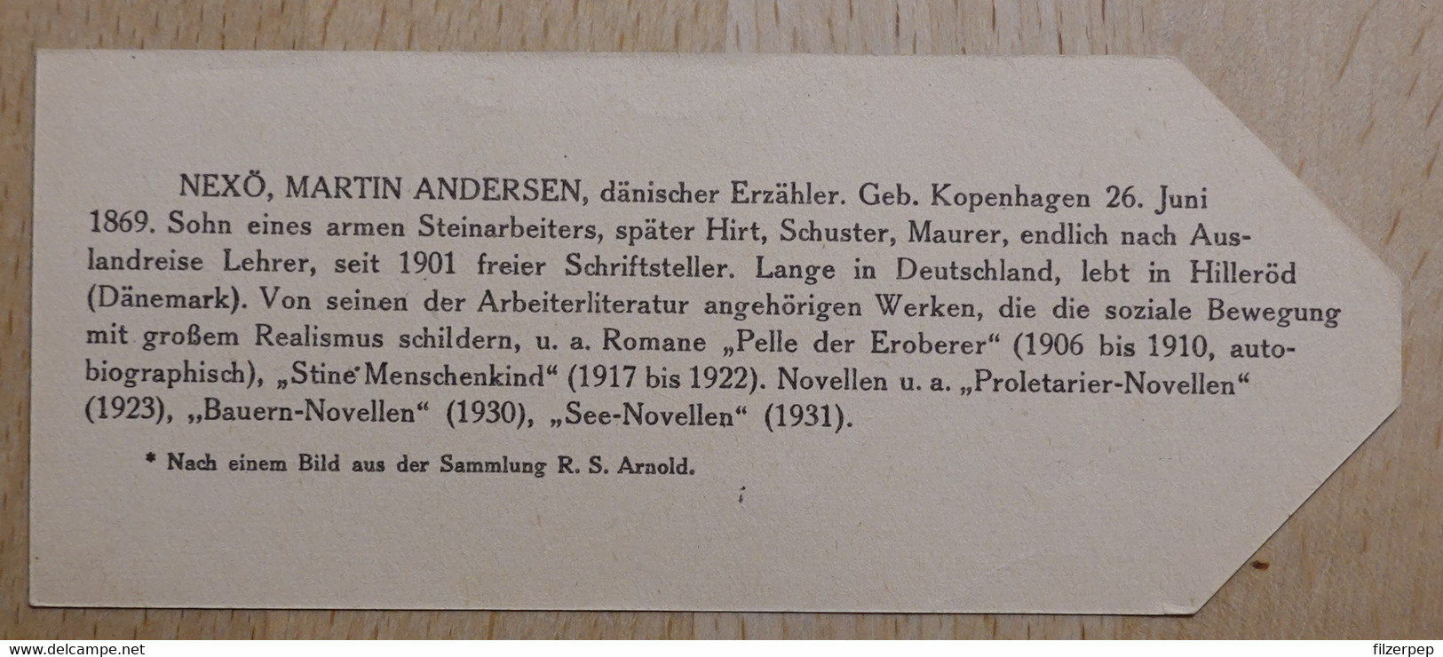 Martin Andersen Nexö Erzähler Kopenhagen - 750 - Olleschau Lesezeichen Bookmark Signet Marque Page Portrait - Marque-Pages