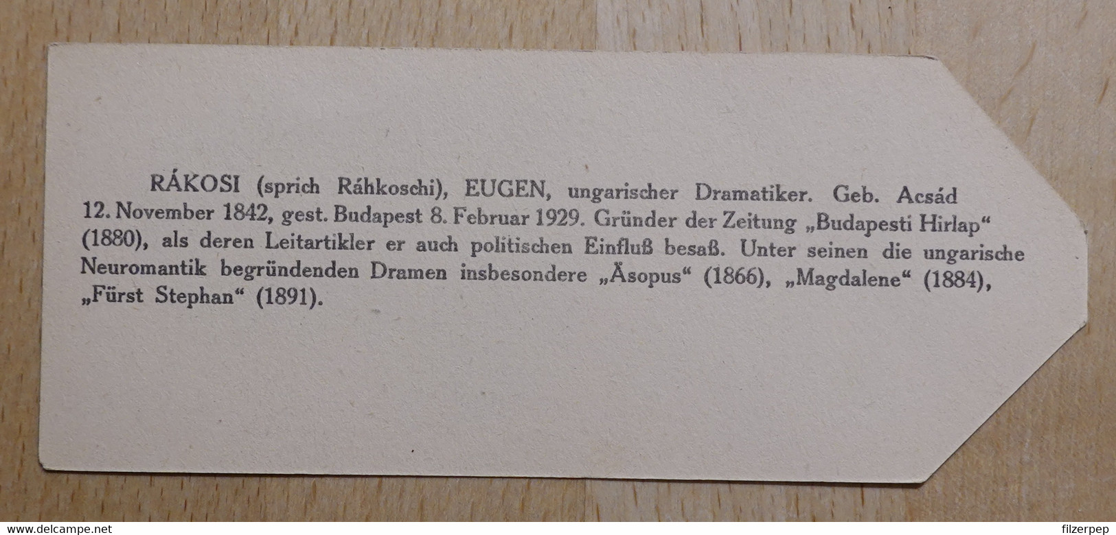 Eugen Rakosi Dramatiker Acsad Budapest - 763 - Olleschau Lesezeichen Bookmark Signet Marque Page Portrait - Marque-Pages