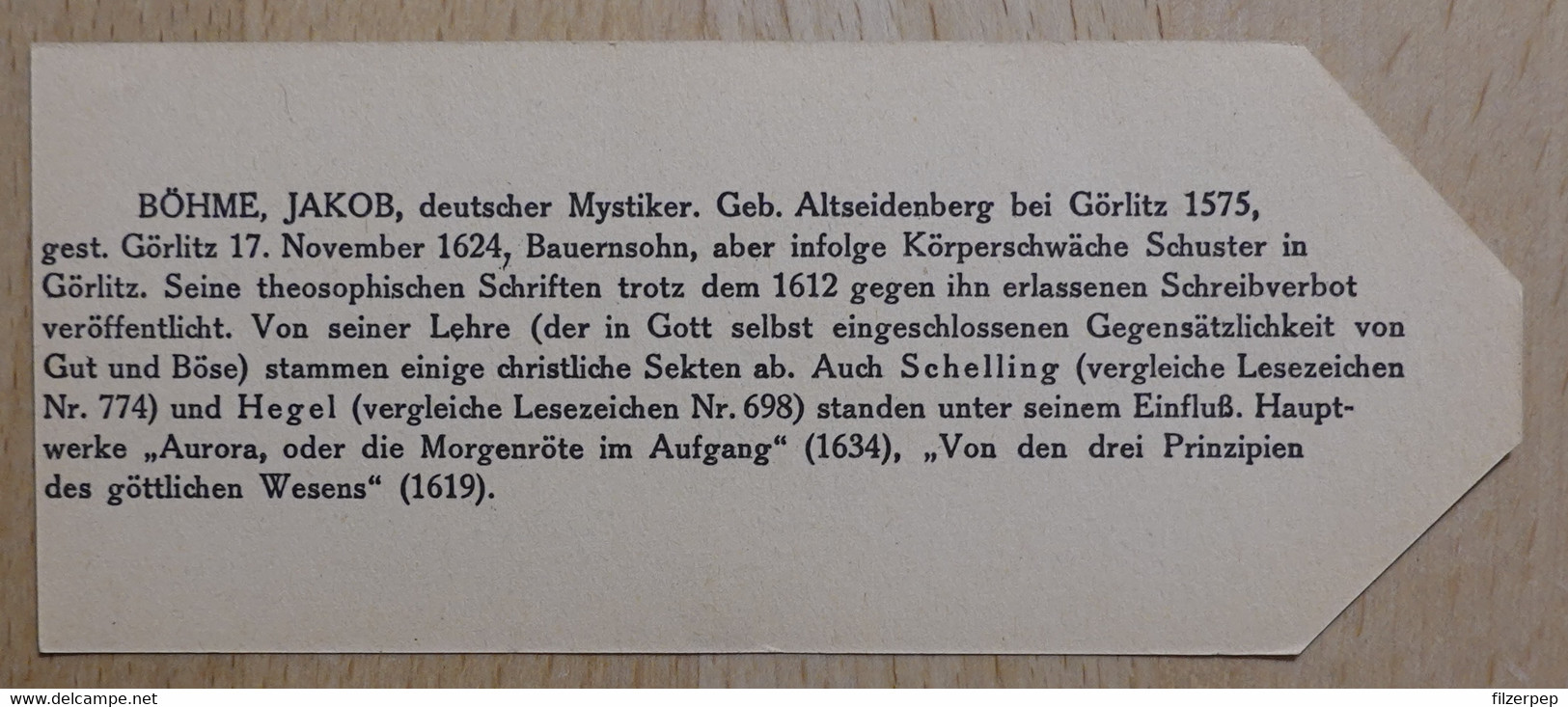 Jakob Böhme Mystiker Altseidenberg Bei Görlitz - 813 - Olleschau Lesezeichen Bookmark Signet Marque Page Portrait - Marque-Pages