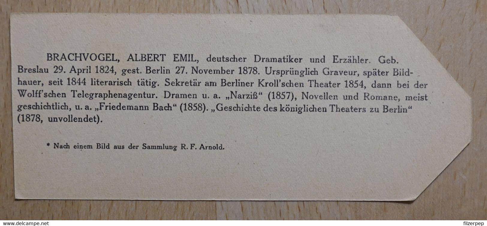 Albert Emil Brachvogel Dramatiker Breslau Berlin - 814 - Olleschau Lesezeichen Bookmark Signet Marque Page Portrait - Marque-Pages