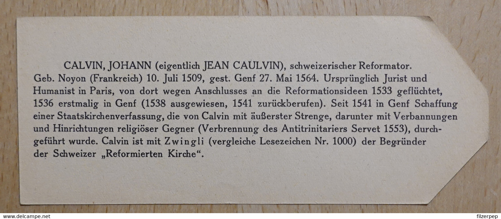 Johann Calvin Jean Caulvin Reformator Noyon Genf - 817 - Olleschau Lesezeichen Bookmark Signet Marque Page Portrait - Marque-Pages