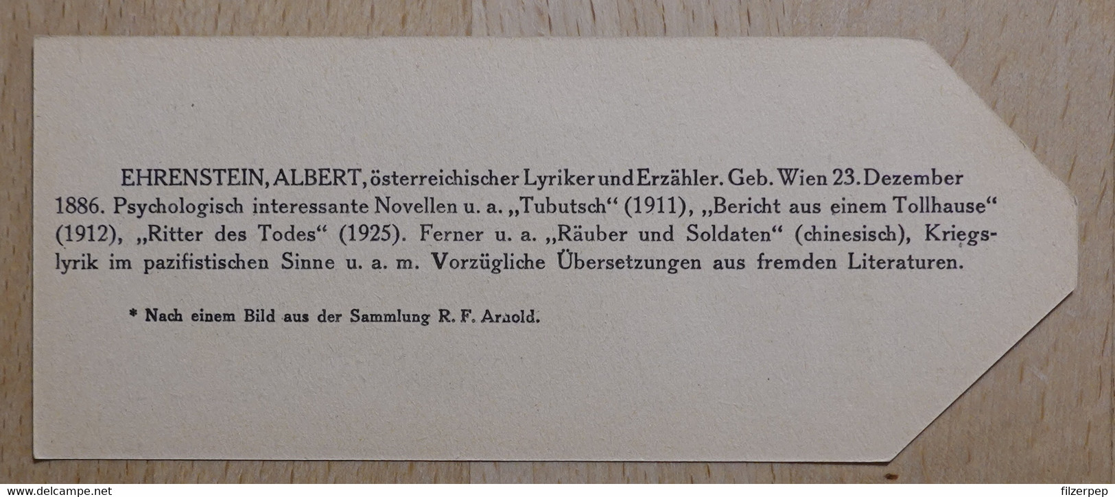 Albert Ehrenstein Lyriker Wien - 828 - Olleschau Lesezeichen Bookmark Signet Marque Page Portrait - Marque-Pages