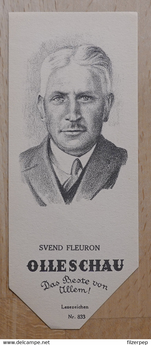 Svend Fleuron Erzähler Katrinedal Bei Stege - 833 - Olleschau Lesezeichen Bookmark Signet Marque Page Portrait - Marque-Pages