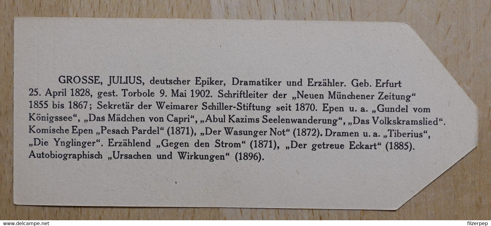 Julius Grosse Epiker Erfurt Torbole - 846 - Olleschau Lesezeichen Bookmark Signet Marque Page Portrait - Marque-Pages