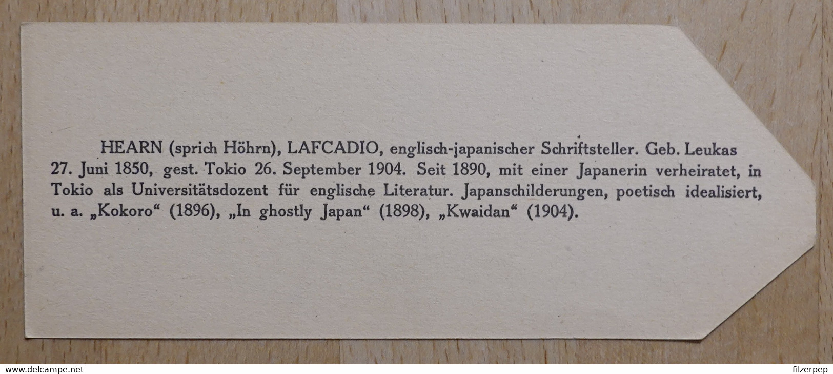 Lafcadio Hearn Schriftsteller Leukas Tokio - 854 - Olleschau Lesezeichen Bookmark Signet Marque Page Portrait - Marque-Pages