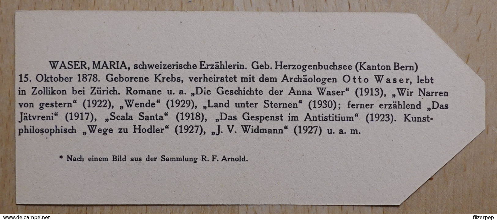 Maria Waser Kerbs Erzählerin Schriftstellerin Herzogenbuchsee Zollikon - 975 - Olleschau Lesezeichen Bookmark - Marque-Pages