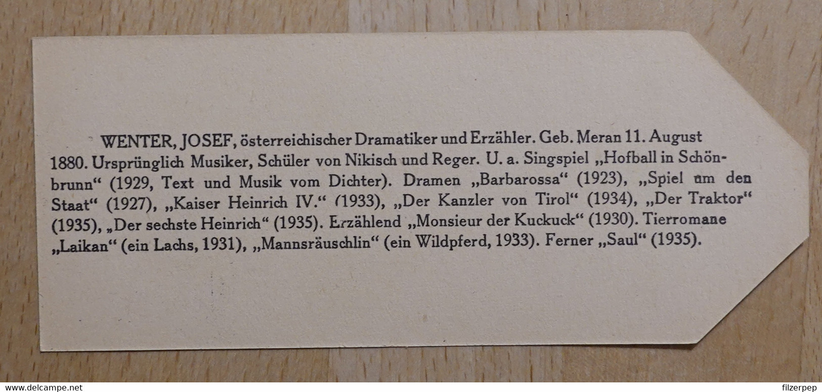 Josef Wenter Dramatiker Meran - 983 - Olleschau Lesezeichen Bookmark Signet Marque Page Portrait - Marque-Pages