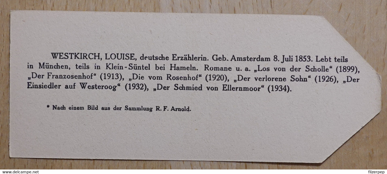 Louise Westkirch Erzählerin Amsterdam - 986 - Olleschau Lesezeichen Bookmark Signet Marque Page Portrait - Marque-Pages