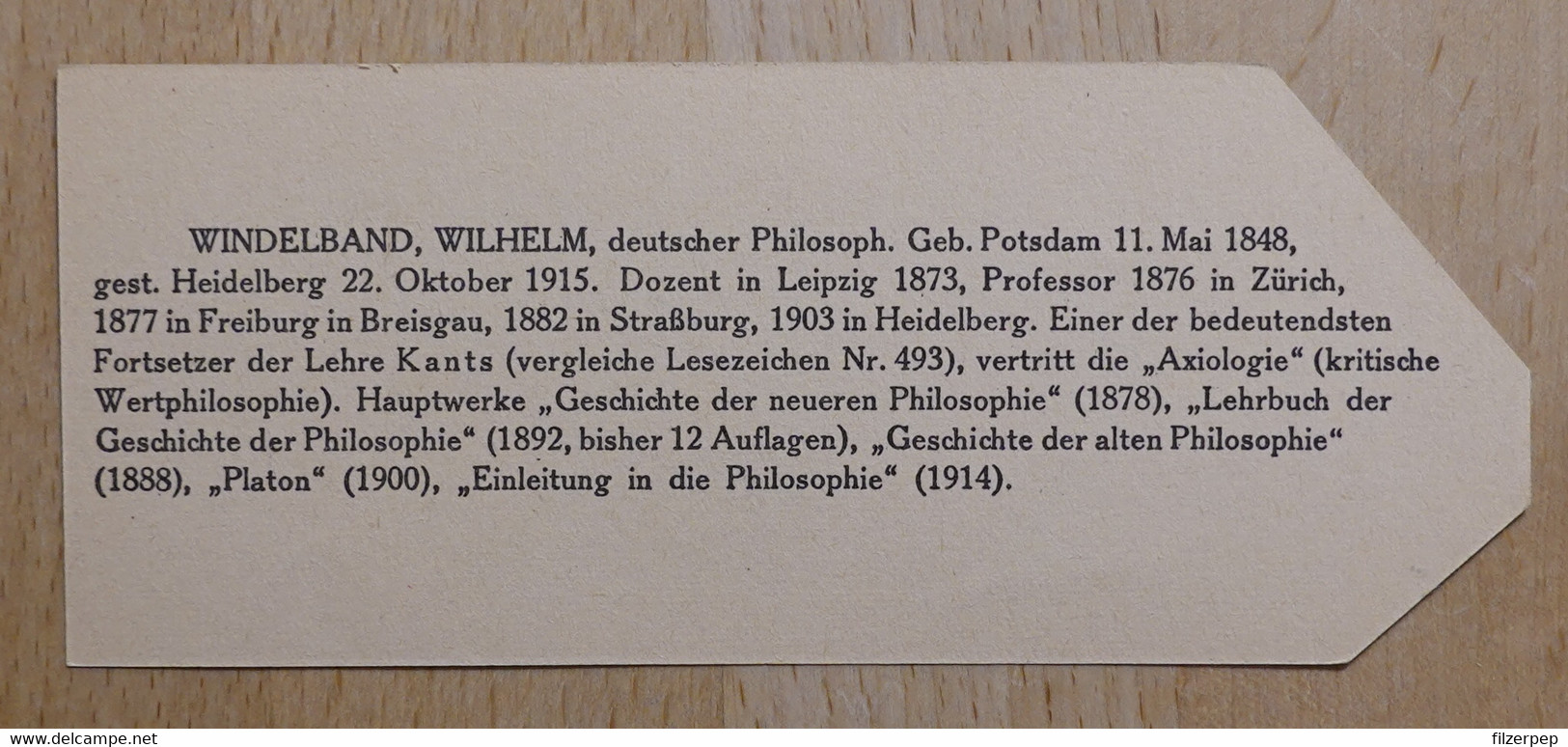 Wilhelm Windelband Philosoph Potsdam Heidelberg - 994 - Olleschau Lesezeichen Bookmark Signet Marque Page Portrait - Marque-Pages