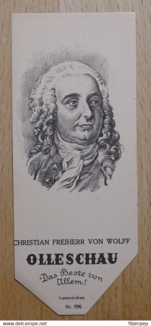 Christian Freiherr Von Wolff Wolf Philosoph Breslau Halle An Der Saale - 996 - Olleschau Lesezeichen Bookmark Signet Mar - Marque-Pages