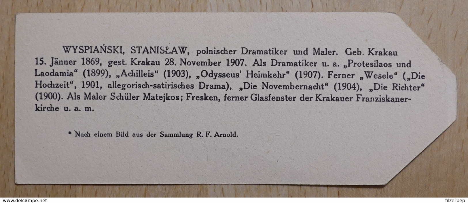 Stanislaw Wyspianski Dramatiker Krakau - 998 - Olleschau Lesezeichen Bookmark Signet Marque Page Portrait - Marque-Pages