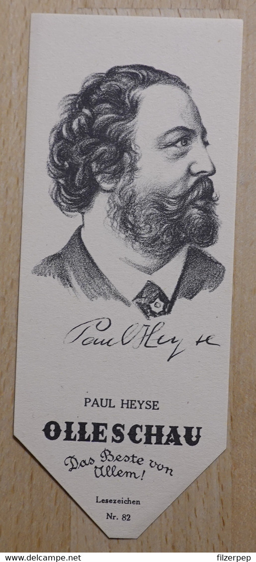 Paul Von  Heyse Dichter Berlin München - 82 - Olleschau Lesezeichen Bookmark Signet Marque Page Portrait - Marque-Pages