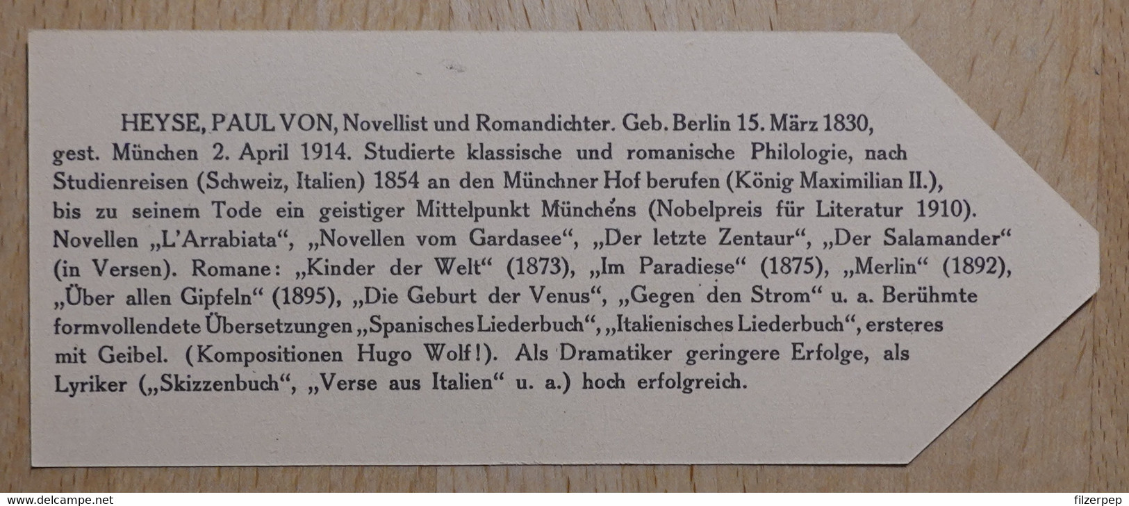 Paul Von  Heyse Dichter Berlin München - 82 - Olleschau Lesezeichen Bookmark Signet Marque Page Portrait - Marque-Pages