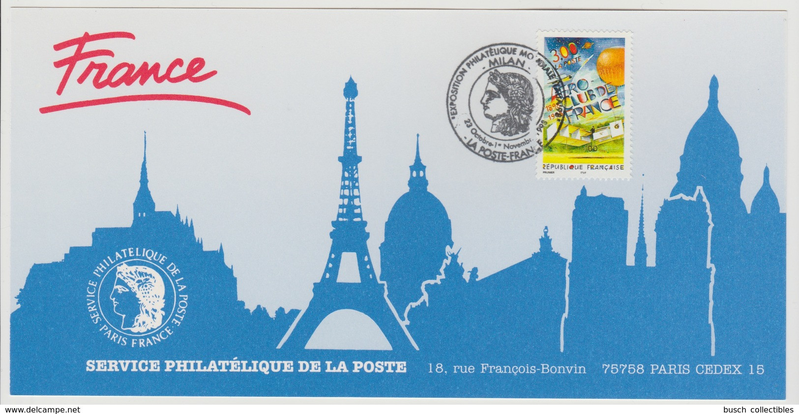 160 Carte Officielle Exposition Internationale Exhibition Milan Milano 1998 France FDC Aéroclub Avion Airplane Flugzeug - Filatelistische Tentoonstellingen