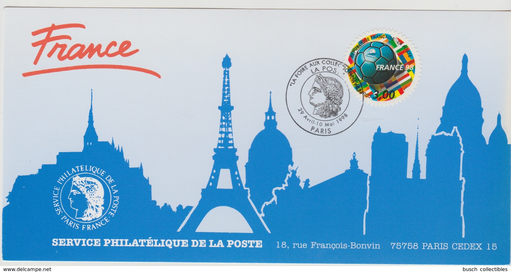 155 Carte Officielle Exposition Internationale Exhibition Paris 1998 France FDC FIFA Coupe Monde Football World Cup - Philatelic Exhibitions