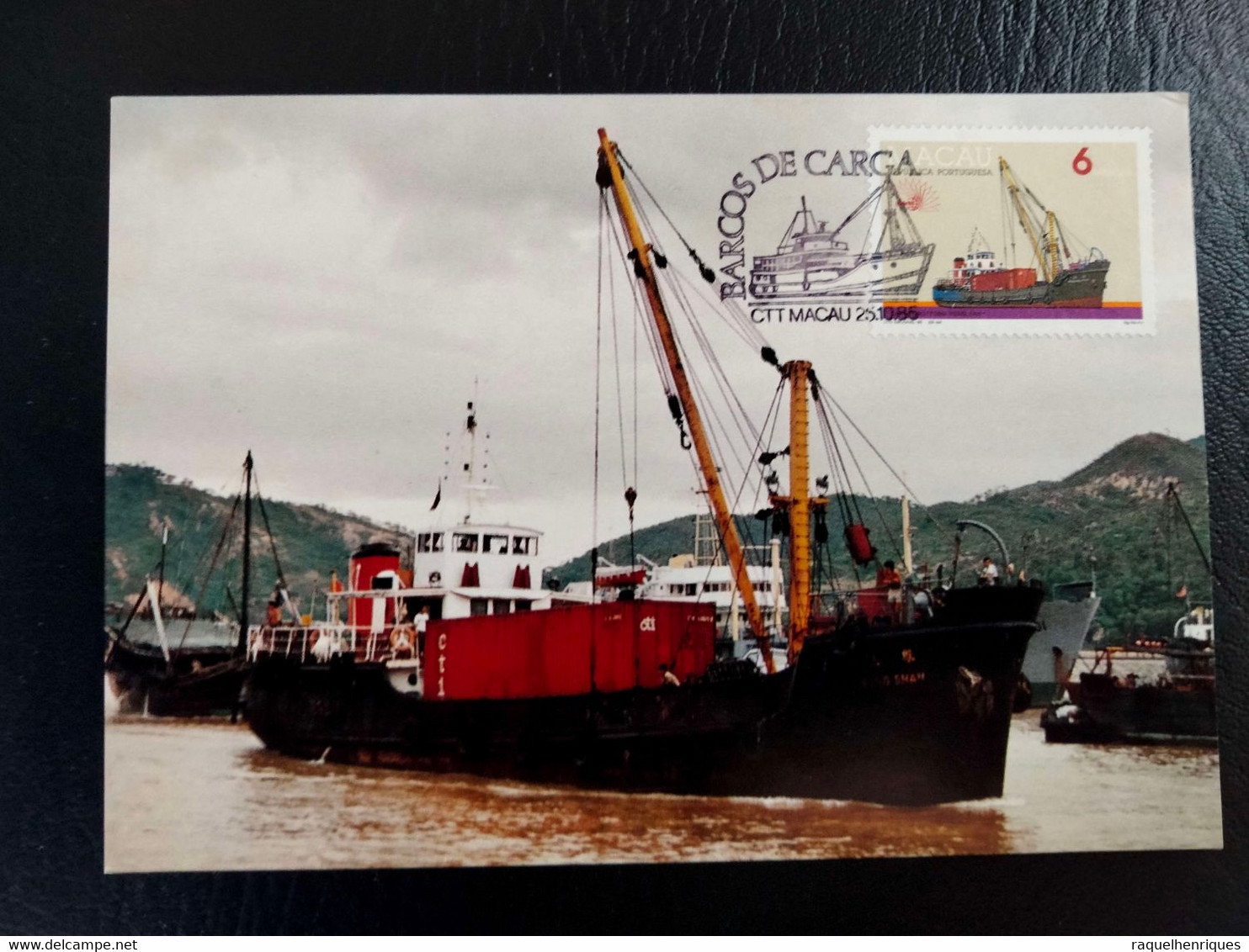 MACAU MAXIMUM CARS - 1985 Cargo Boats 4 CARDS FULL SET FIRST DAY CANCEL (SB1#03) - Tarjetas – Máxima