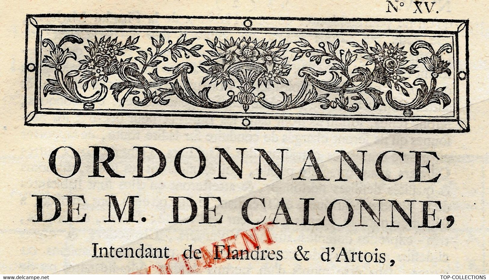 1780 ORDONNANCE CALONNE  FLANDRES ARTOISLILLE DUNKERQUE DILIGENCES MESSAGERIES TARIFS - Historische Dokumente