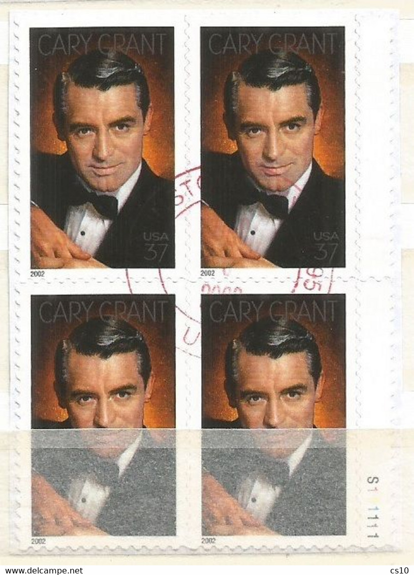 USA 2003 Cary Grant Legends Of Hollywood SC.#3692  VFU Plate Block 4 On-piece - Numero Di Lastre