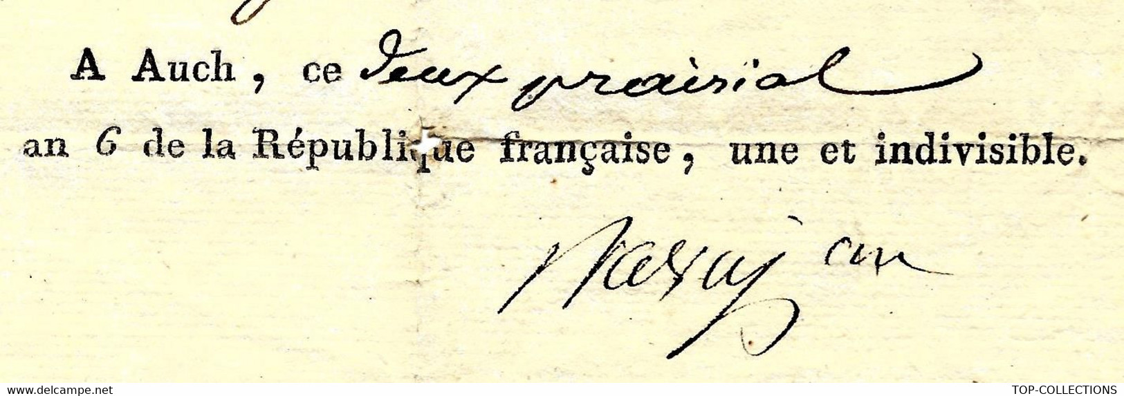 Gard Gers Auch Révolution Française 1798 CONGE ACCORD Contre Ordre REFUS Signé Du GENERAL NOGUES - Other & Unclassified