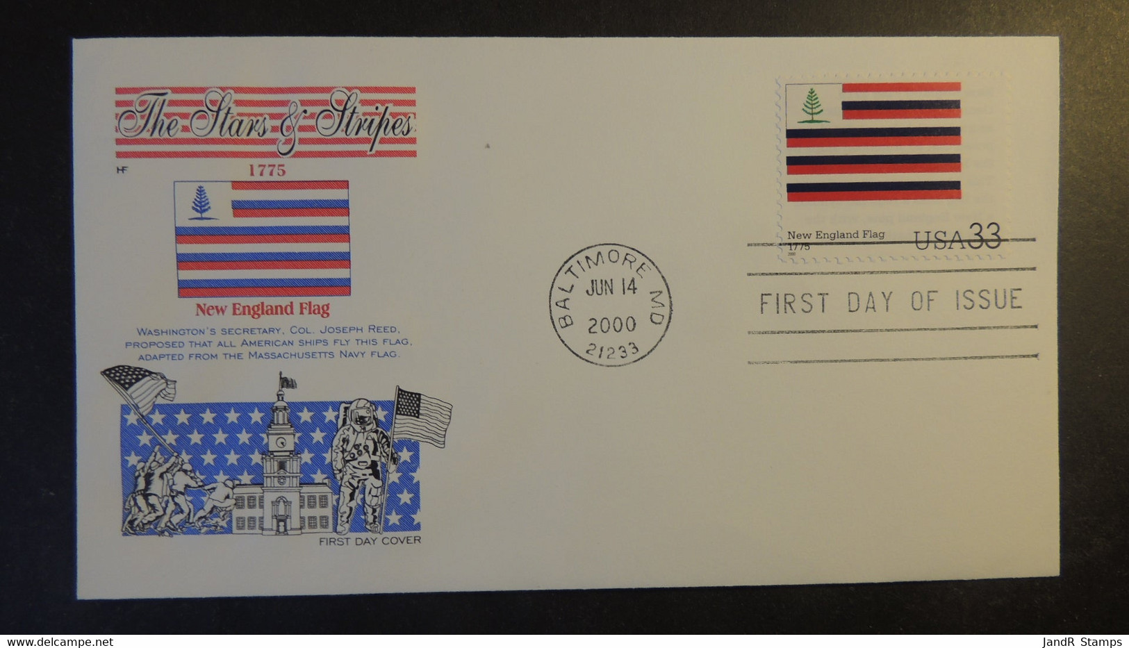 USA 2000 FDC Stars And Stripes New England Flags Baltimore Postmark Good Used - 1991-2000