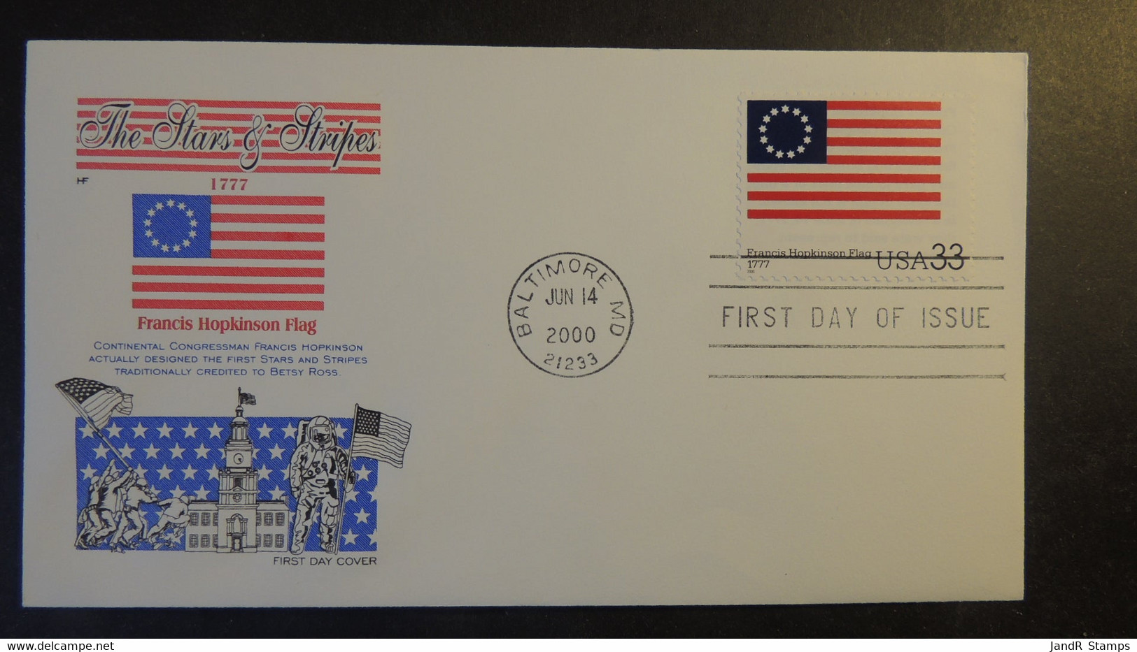 USA 2000 FDC Stars And Stripes Francis Hopkinson Flags Baltimore Postmark Good Used - 1991-2000