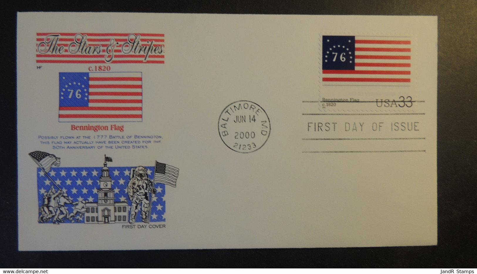 USA 2000 FDC Stars And Stripes Bennington Flags Baltimore Postmark Good Used - 1991-2000