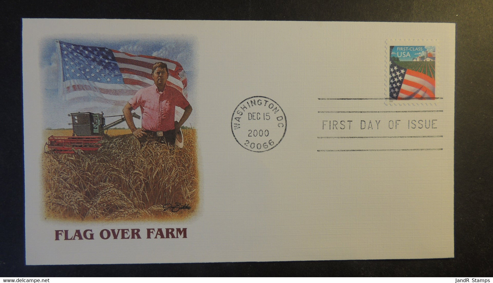 USA 2000 FDC Flag Over Farm Flags Washington Postmark Good Used - 1991-2000