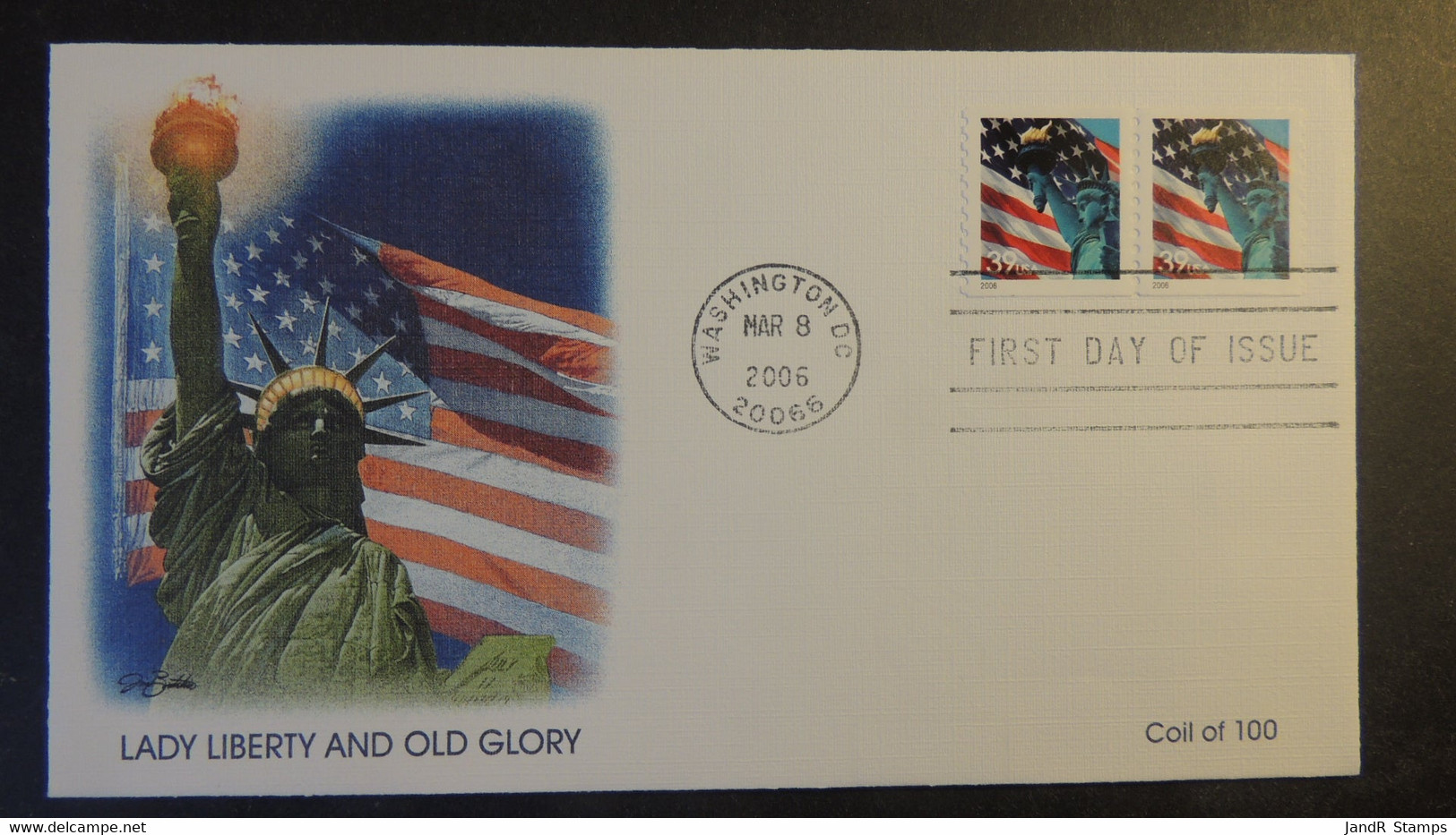 USA 2006 FDC Liberty Old Glory Coil (2) Flags Washington Postmark Good Used - 2001-2010
