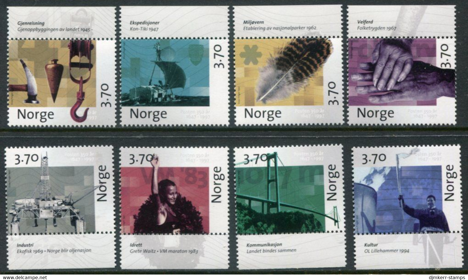 NORWAY 1997 350th Anniversary Of Norwegian Post III MNH / **.   Michel 1249-56 - Ungebraucht