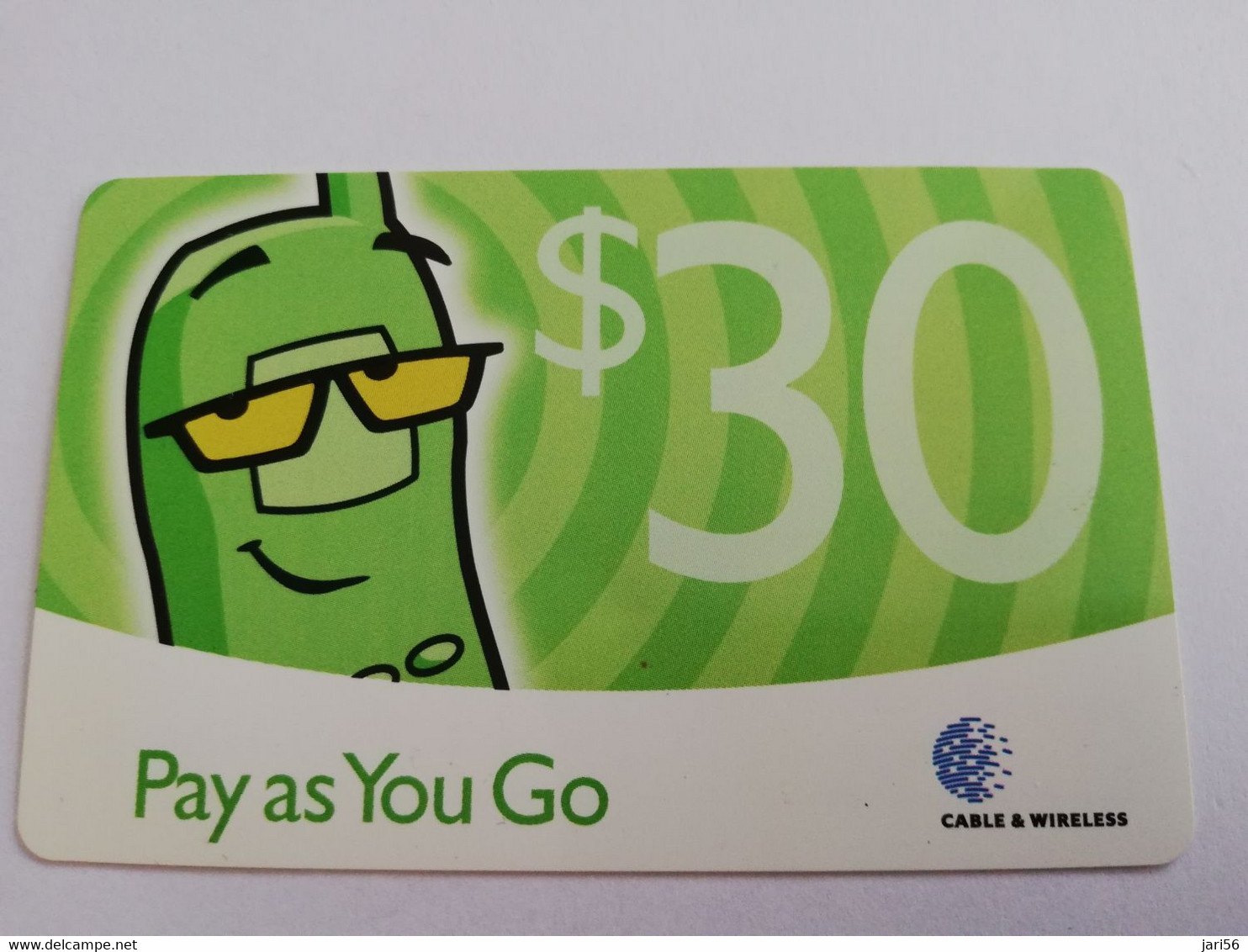 BARBADOS   $ 30 ,- PAY AS YOU GO GREEN    Prepaid      Fine Used Card  ** 8746 ** - Barbades