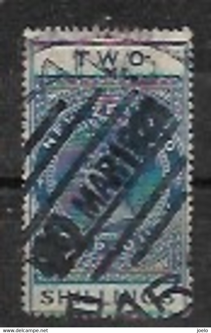 NEW ZEALAND QV 1882 FISCAL 2 SHILLINGS BLUE - Fiscali-postali