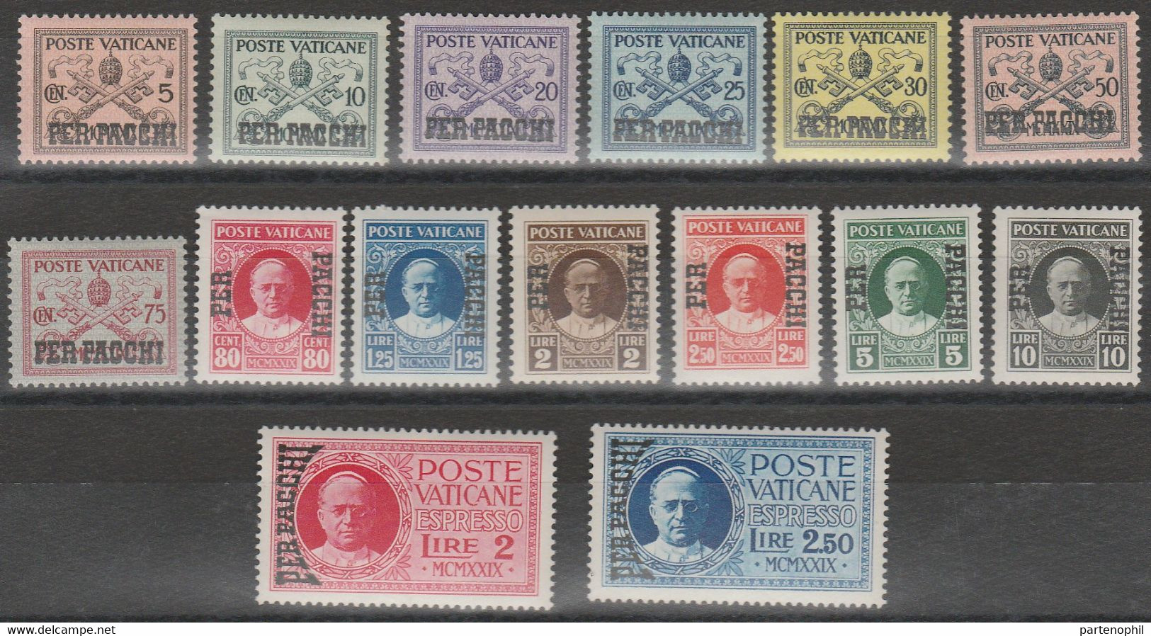 Vaticano - Pacchi Postali - 430 ** 1931 - F.lli Della Serie Conciliazione Soprastampati N. 1/15. Cat. € 150,00. SPL - Paketmarken