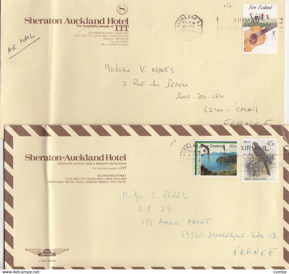 2 COVERS. NEW ZEALAND TO FRANCE   /  2 - Brieven En Documenten