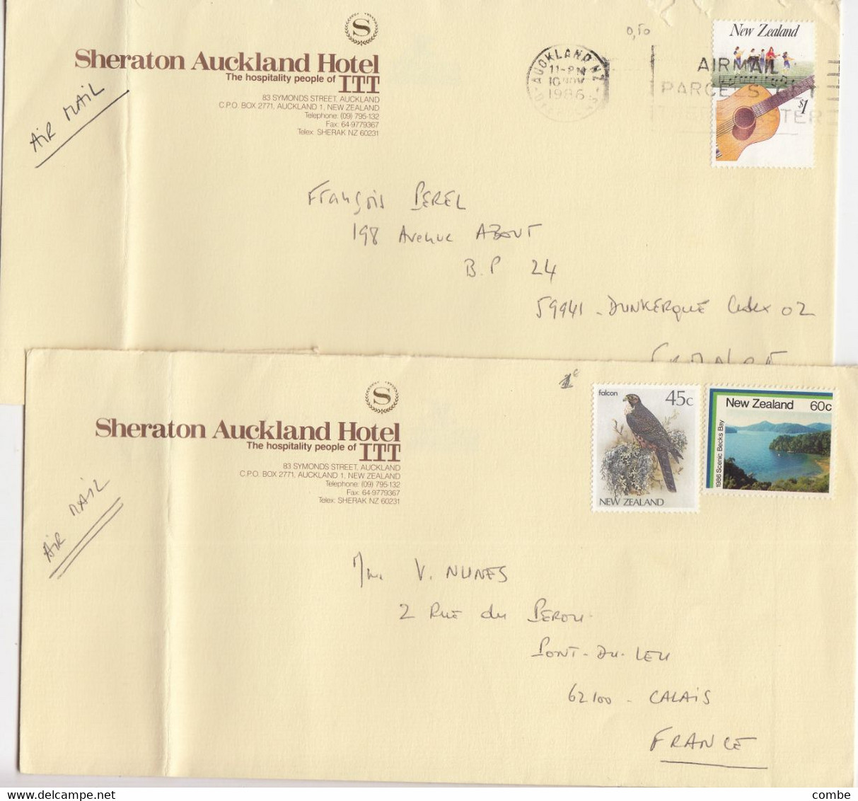 2 COVERS. NEW ZEALAND TO FRANCE   /  2 - Briefe U. Dokumente