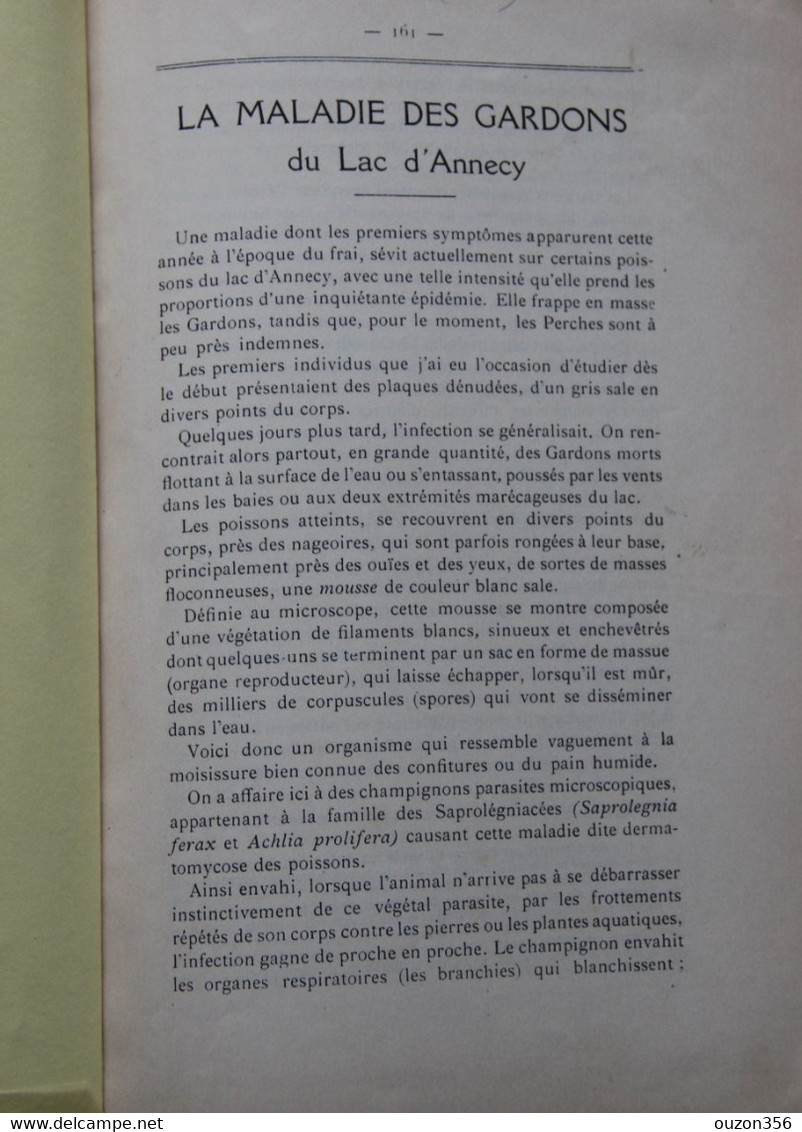 Le Roux Marc, La Maladie Des Gardons Du Lac D'Annecy (Haute-Savoie), Extrait Revue Savoisienne 1911 - Alpes - Pays-de-Savoie