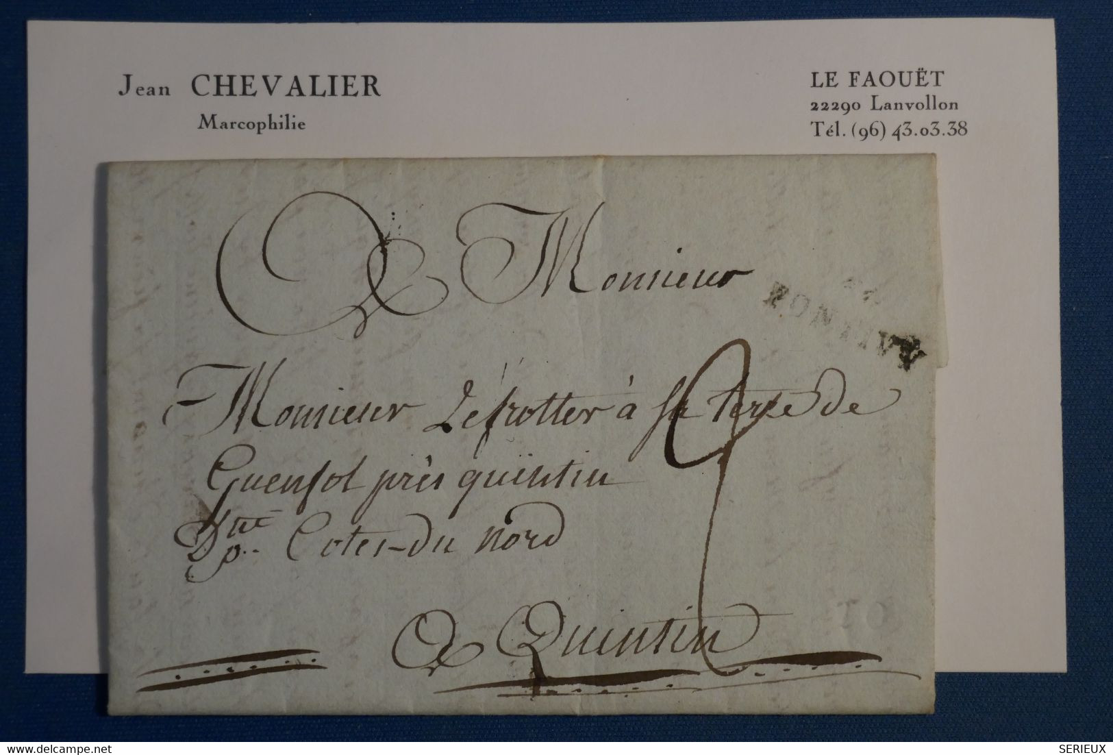 AR2 FRANCE BELLE LETTRE 1803 AN 11 PONTERY POUR QUINTIN+ +A VOIR  + AFFRANCH. INTERESSANT - Zonder Classificatie