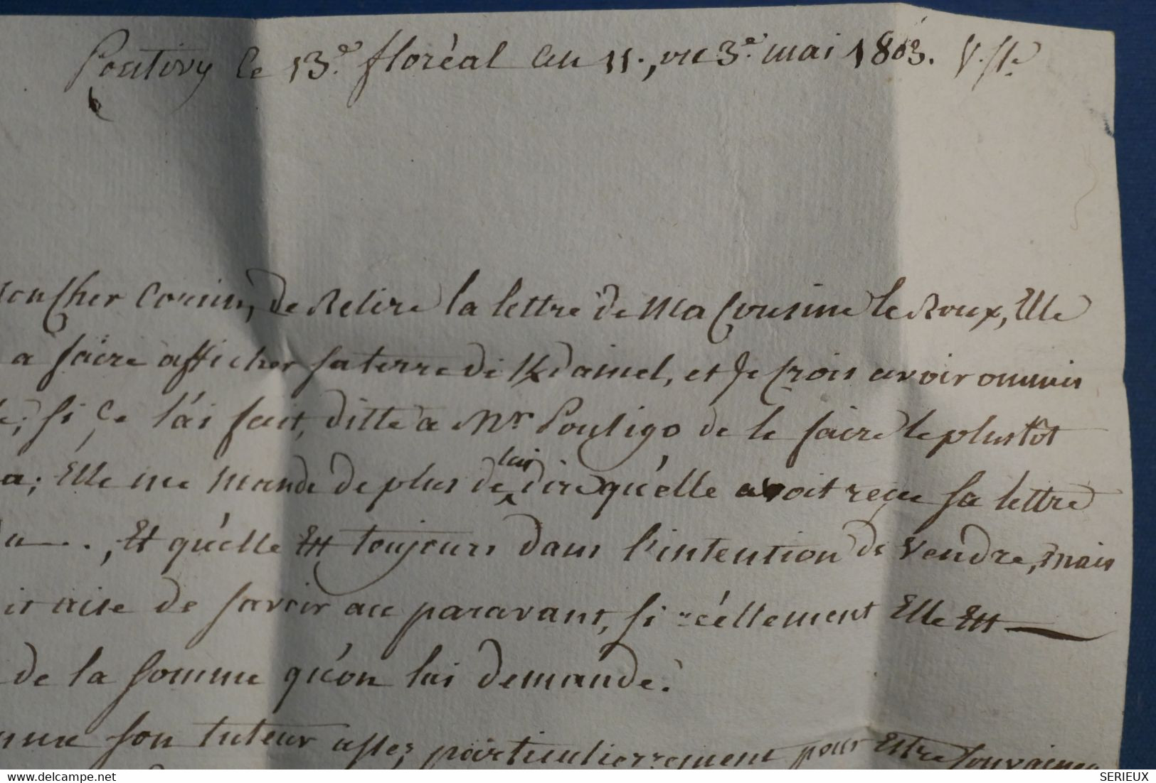 AR2 FRANCE BELLE LETTRE 1803 AN 11 PONTERY POUR QUINTIN+ +A VOIR  + AFFRANCH. INTERESSANT - Ohne Zuordnung