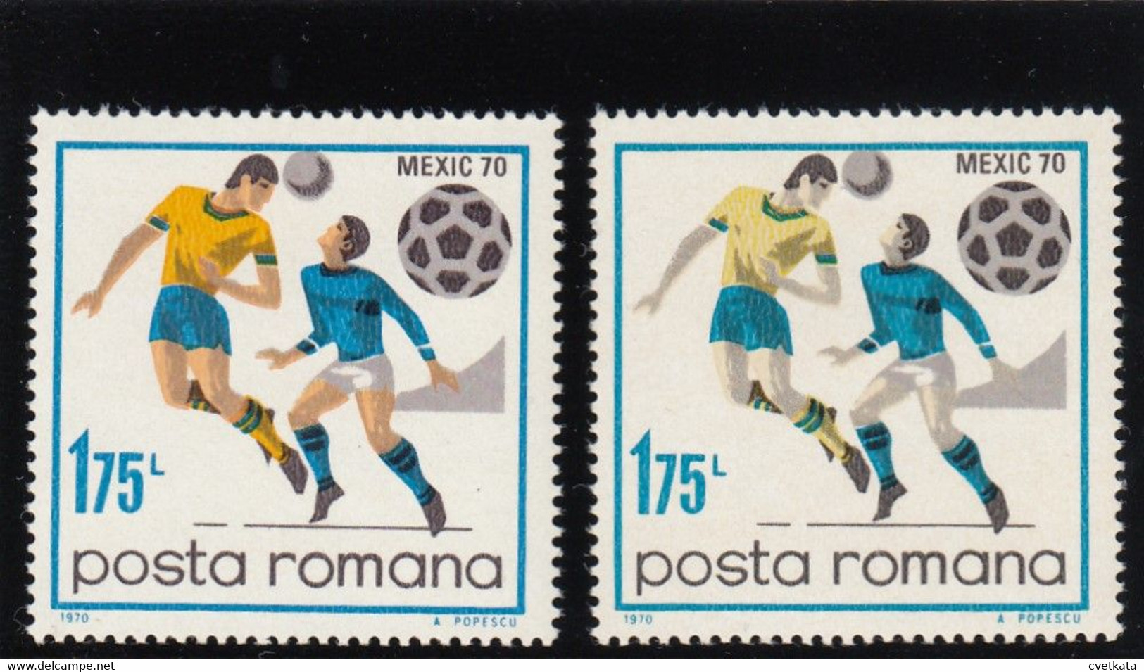 Romania 1970/ ERROR Football / MNH/ Wrong Color/ Mi: Block 2844 - Errors, Freaks & Oddities (EFO)