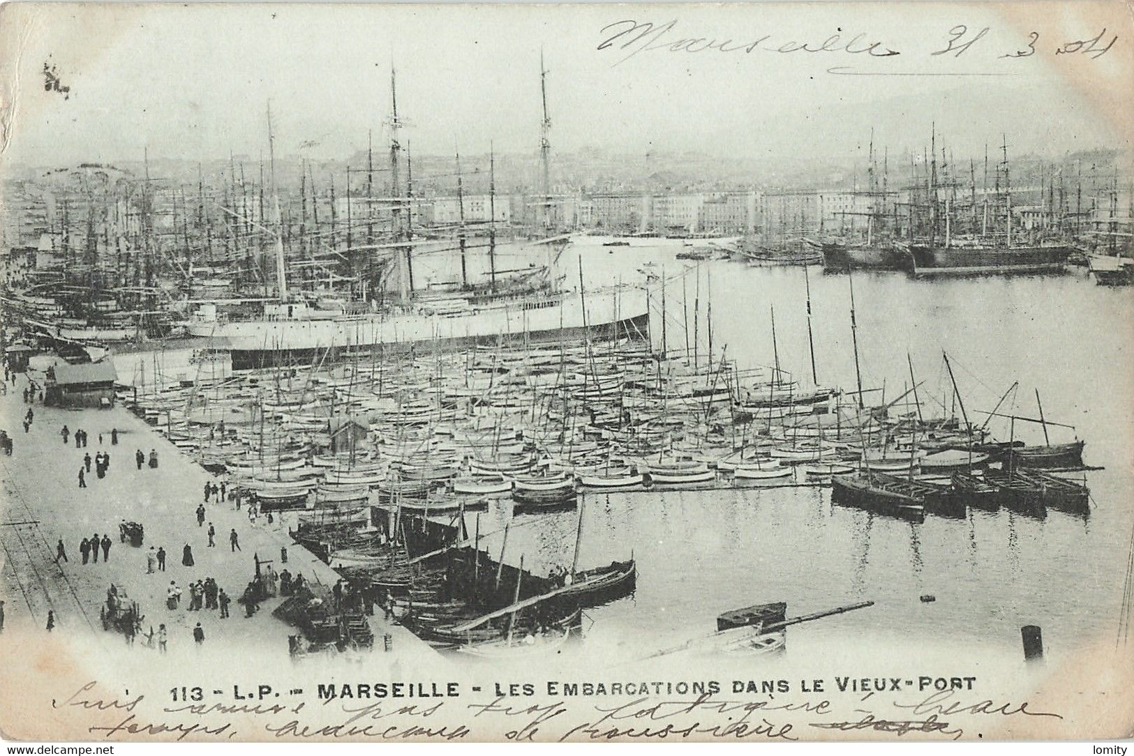 13 Marseille Les Embarcations Dans Le Vieux Port Cpa Cachet 1904 - Vieux Port, Saint Victor, Le Panier